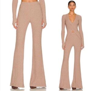 ALIX NYC Delancey Rib Flare Pants In Chestnut